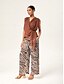 abordables pantalons et shorts-Animal Print Elastic Waist Wide Leg Pants