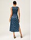 cheap Midi Dresses-Matte Satin Geometric Sleeveless Maxi Dress