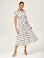 cheap Maxi Dresses-Geometric Faux Linen Maxi Dress