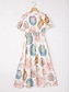 abordables Robes Midi-Smocked Design Linen Feel Midi Dress