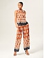 cheap Pants &amp; Shorts-Geometric Rayon Wide Leg Pants