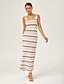 abordables Vestidos Maxi-Stripe Hollow Out Suspender Dress