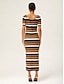 abordables Vestidos Maxi-Striped Fitted Maxi Dress