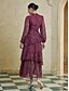 cheap Casual Dresses-Floral Tiered Ruffle High Neck Maxi Dress