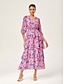 abordables Vestidos Maxi-Leopard Chiffon Cinched Dress