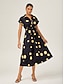 economico Abiti midi-Polka Dot Cinched Retro Dress