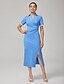 cheap Maxi Dresses-Polo V Neck Waist Defining Knit Dress