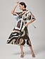 cheap Maxi Dresses-Satin Camouflage V Neck Cinched Dress