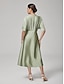 cheap Maxi Dresses-Pleat V Neck Dolman Sleeve Dress