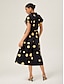 economico Abiti midi-Polka Dot Cinched Retro Dress