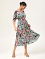 baratos Vestidos Tamanhos Grandes-Abstract Batwing Cinched Maxi Dress