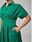 economico Vestiti maxi-Vintage Cotton Pleated Waist Dress Shirt