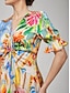 economico Vestiti maxi-Cinched Waist Floral Dress