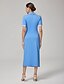 cheap Maxi Dresses-Polo V Neck Waist Defining Knit Dress