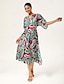 baratos Vestidos Tamanhos Grandes-Abstract Batwing Cinched Maxi Dress
