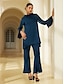 baratos blusas-Modal High Neck Flare Cuff Blouse