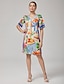economico Vestiti mini-Straight V Neck Floral Mini Dress