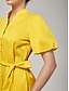 abordables Vestidos Maxi-Cotton Cinched Waist Puff Sleeve Dress