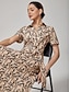 cheap Maxi Dresses-Abstract Art Lines Print Maxi Dress