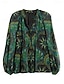 cheap Blouses-Graphic Paisley V Neck Lantern Sleeve Blouse