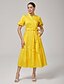 abordables Vestidos Maxi-Cotton Cinched Waist Puff Sleeve Dress