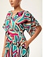 baratos Vestidos Tamanhos Grandes-Abstract Batwing Cinched Maxi Dress