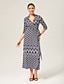 cheap Maxi Dresses-Geometric Print Stretch Wrap Dress
