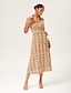 cheap Maxi Dresses-Vintage Print Stretch Wrap Maxi Dress