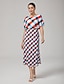 cheap Maxi Dresses-Print Geometric Ruched Maxi Dress