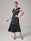 cheap Maxi Dresses-Parrot Print Satin Cinched Dress