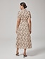 cheap Maxi Dresses-Abstract Art Lines Print Maxi Dress