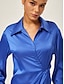 cheap Midi Dresses-Asymmetric Cross Front Dress Shirt