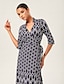 cheap Maxi Dresses-Geometric Print Stretch Wrap Dress