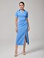 cheap Maxi Dresses-Polo V Neck Waist Defining Knit Dress