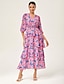 cheap Maxi Dresses-Leopard Chiffon Cinched Peplum Dress