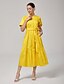 abordables Vestidos Maxi-Cotton Cinched Waist Puff Sleeve Dress