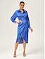 cheap Midi Dresses-Asymmetric Cross Front Dress Shirt