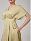 cheap Midi Dresses-V Neck Waist Defined Midi Dress