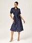 cheap Midi Dresses-Jacquard Textured Collared Shirt Dress