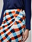 cheap Skirts-Print Pleat Slit Skirt