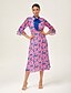 preiswerte Maxi-Kleider-Leopard Chiffon Pleated Cinched Dress