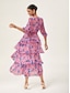 abordables Vestidos Maxi-Leopard Chiffon Cinched Dress