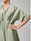 cheap Maxi Dresses-Pleat V Neck Dolman Sleeve Dress