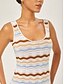 abordables Vestidos Maxi-Stripe Hollow Out Suspender Dress