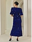 economico Abiti da festa-Sequin Puff Sleeve Velour Maxi Dress