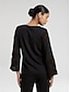 cheap Blouses-Chiffon Modal Illusion Sleeve Crew Neck Shirt