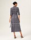 cheap Maxi Dresses-Geometric Print Stretch Wrap Dress