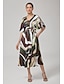 cheap Maxi Dresses-Satin Camouflage V Neck Cinched Dress