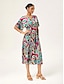 baratos Vestidos Tamanhos Grandes-Abstract Batwing Cinched Maxi Dress