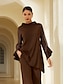 baratos blusas-Modal High Neck Flare Cuff Blouse